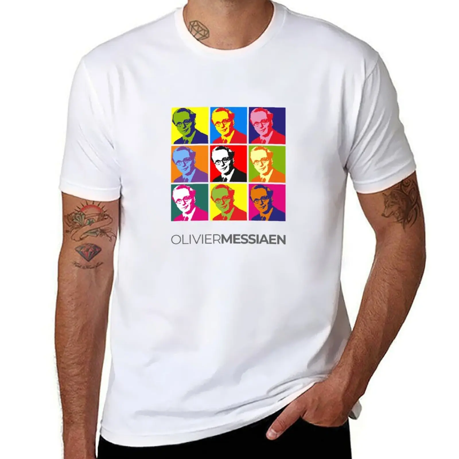 

cotton pack T-Shirt t Messiaen poster for t shirts man shirt portrait pop-art Olivier graphic