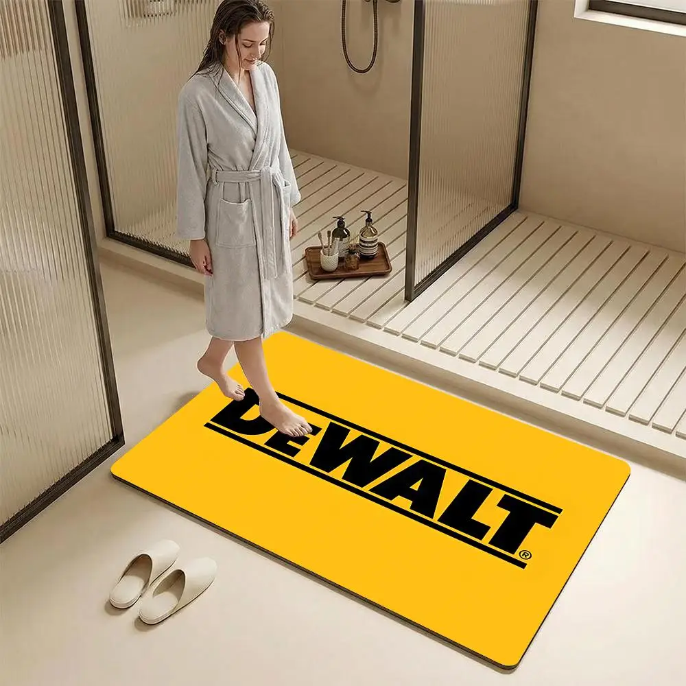 D-DEWALT Fashion Brand Floor Mat Diatomite Bath Mat – Highly Absorbent, Non-Slip, Quick-Drying Bathroom Rug