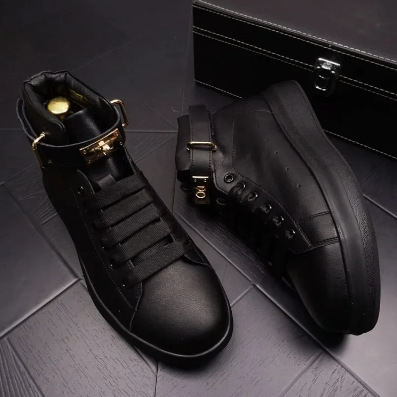 Men Genuine Leather Shoes Sneakers Mens Boots Fashion Casual Ankle Boots Man Male Platform Shoes for Men Designer Luxury Shoes