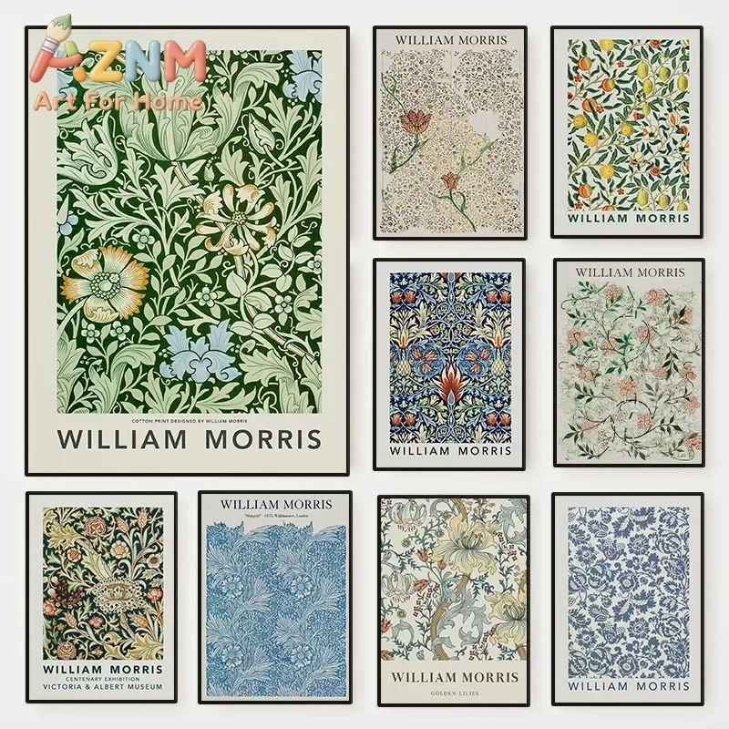 Modern William Morris Garden Flower Poster Vintage Botanical Floral Art Nouveau Canvas Painting Wall Art Living Room Home Dec