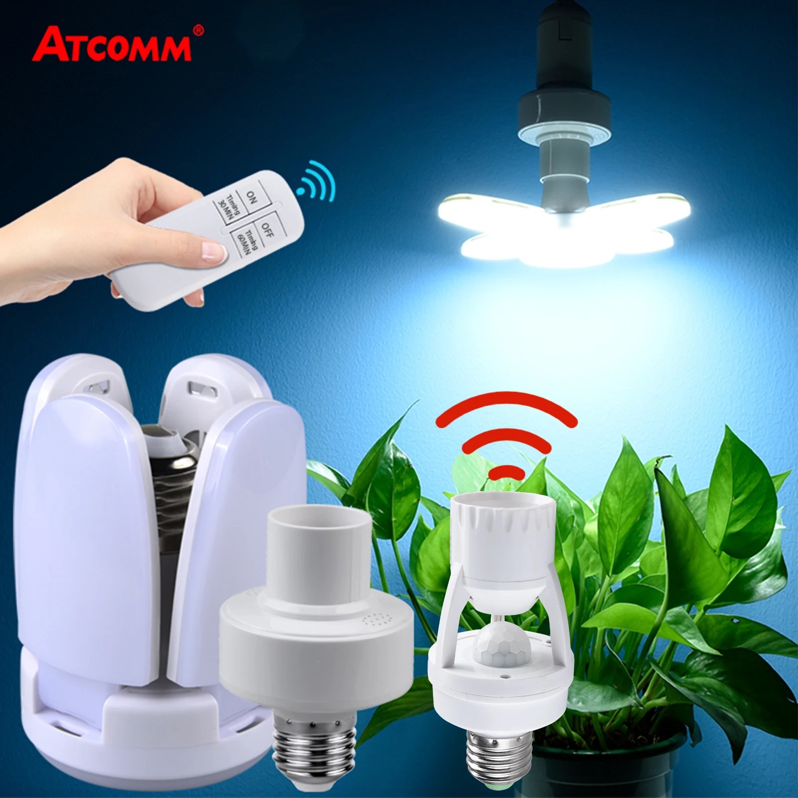 LED Bulb Lamps Ampoule LED E27 110 220V Light Bulb 28W Smart Remote Control Motion Sensor Lighting Lamp for Home Timing Function