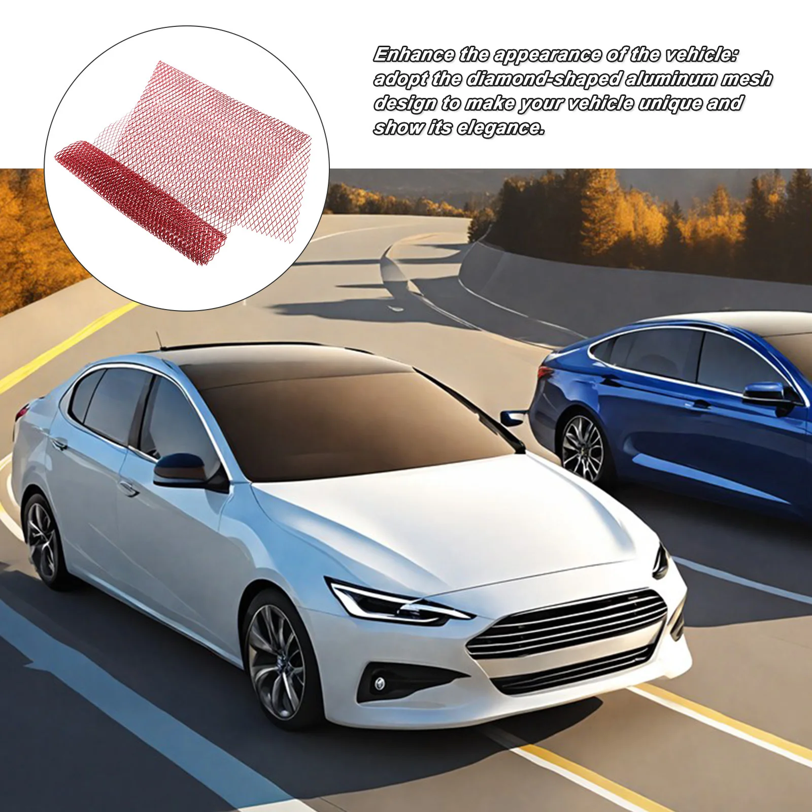 

100x33cm Car Grill Mesh Aluminum Alloy Universal Bumper Grille Insert for Front Bumper Protector Hood Vent Automotive Exterior