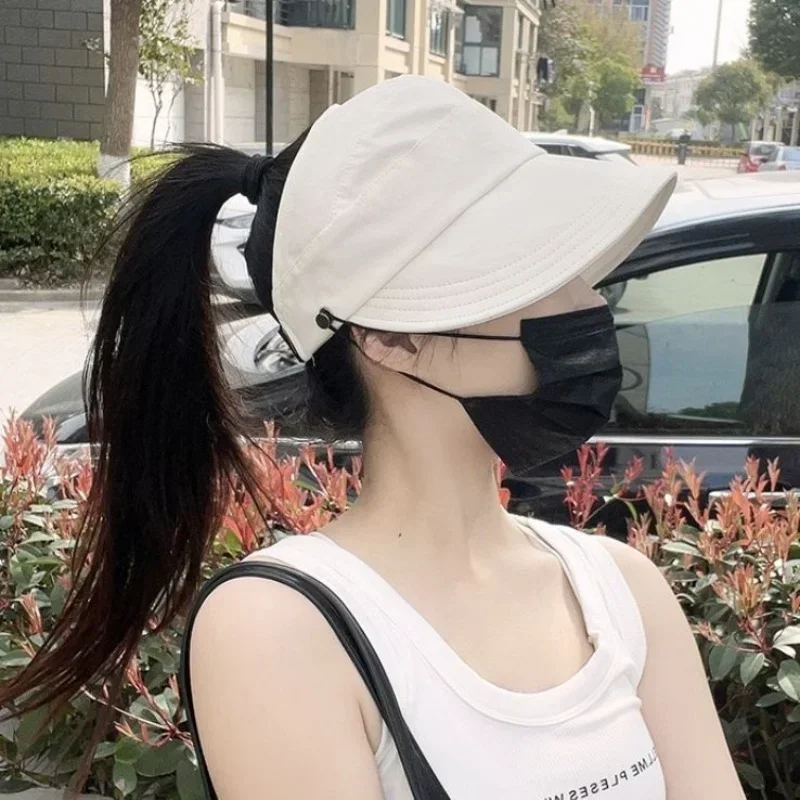 Visera de protección solar para mujer, sombrero creativo con diseño de gancho para máscara facial, accesorio de verano, 1 unidad