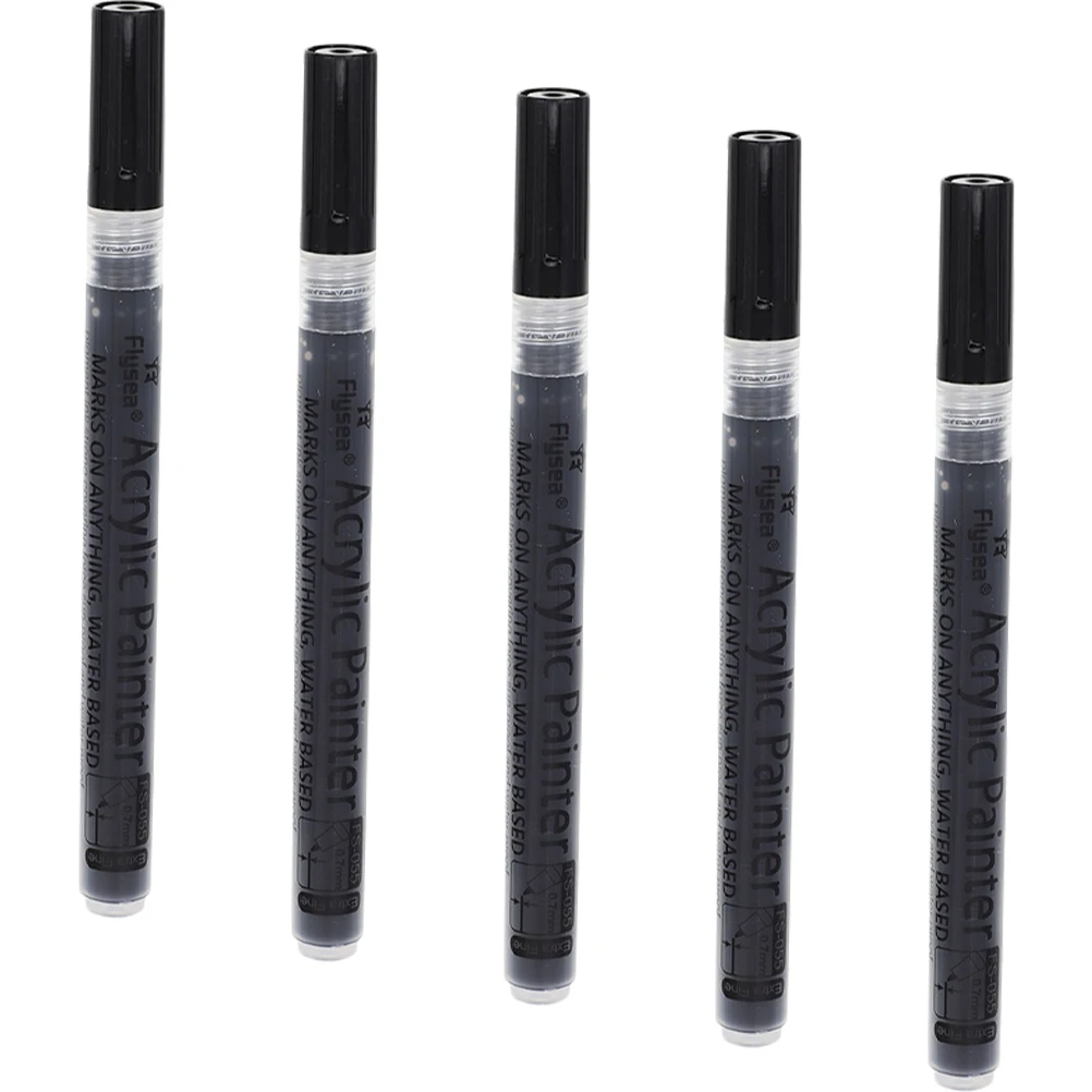

5 Pcs Acrylic Markers Practical Paint Pen Human Body Kids Pens Black Drawing Propylene Thin Permanent