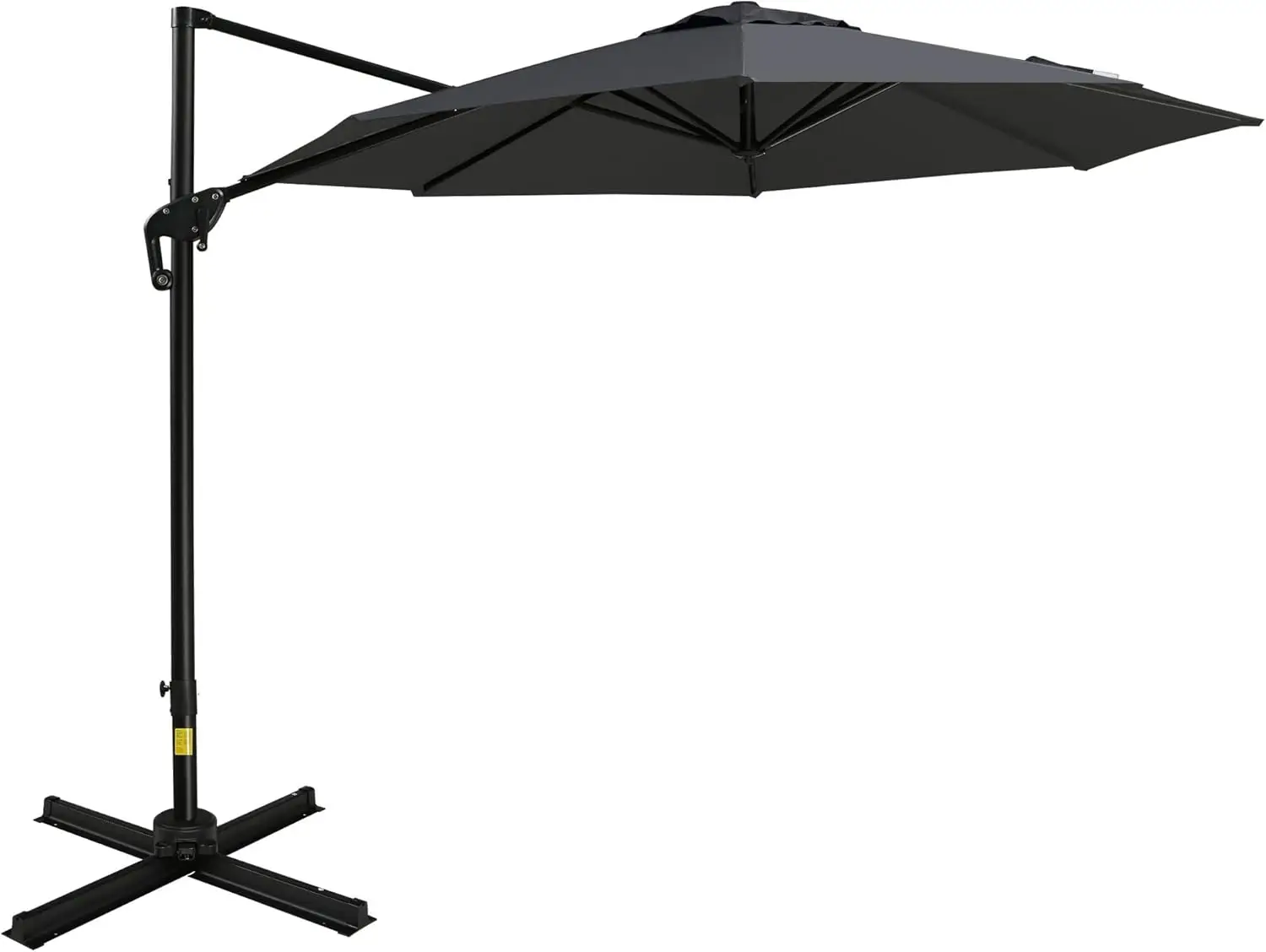 

10ft Offset Patio Umbrella with Base, Hanging Aluminum and Steel Cantilever Umbrella with 360° Rotation, Easy Tilt, 8 Ribs,Crank