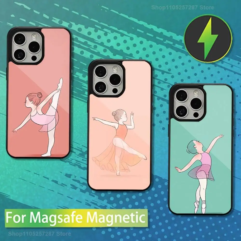 

Ballet Cartoon Girl Cute For iPhone Mini,13,Max,11,15,17,14,Plus,12,Pro,16,For Magsafe,Magnetic Wireless Charging Case