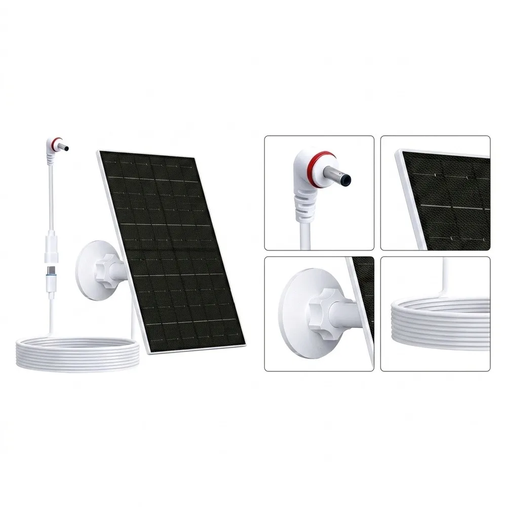 7W Monocrystalline Solar Panel For Ring Stick= Up Cam Battery, IP65 Waterproof Outdoor Charging Station With 2.2m Cable & 360°