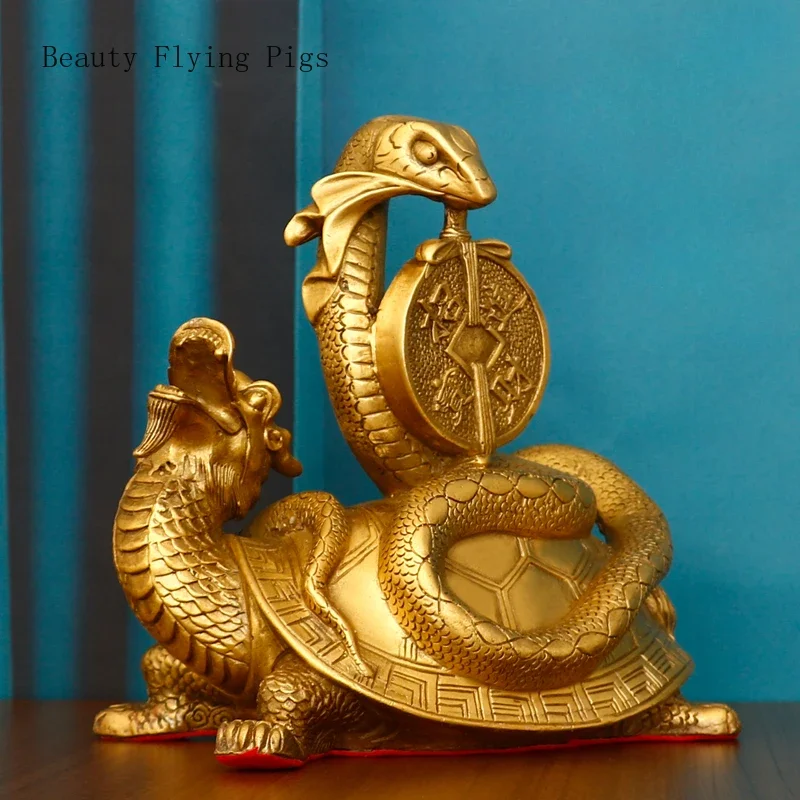 1PCS pure copper retro biomimetic dragon turtle ornament divine beast entrance living room decoration high-end gift