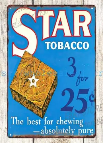 Star Tobacco gift for smoker metal tin sign  rustic advertising signs