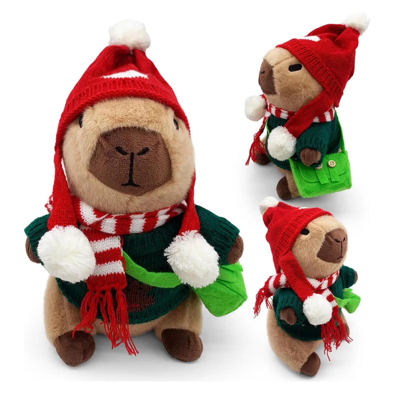 محشوة كابيبارا عيد الميلاد شخصية جميلة 9.8in كابيبارا فستان لعبة للبنين بنات الكبار الشباب الأصدقاء السفر غرفة نوم المنزل سيارة #5