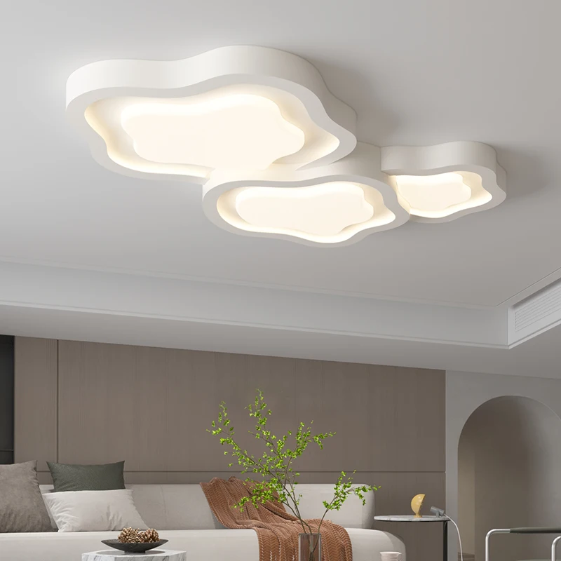 Plafonnier LED de Style Crémeux et Nordique avec Télécommande, Luminaire Décoratif d'Nik, Idéal pour une Chambre à Coucher ou un Salon