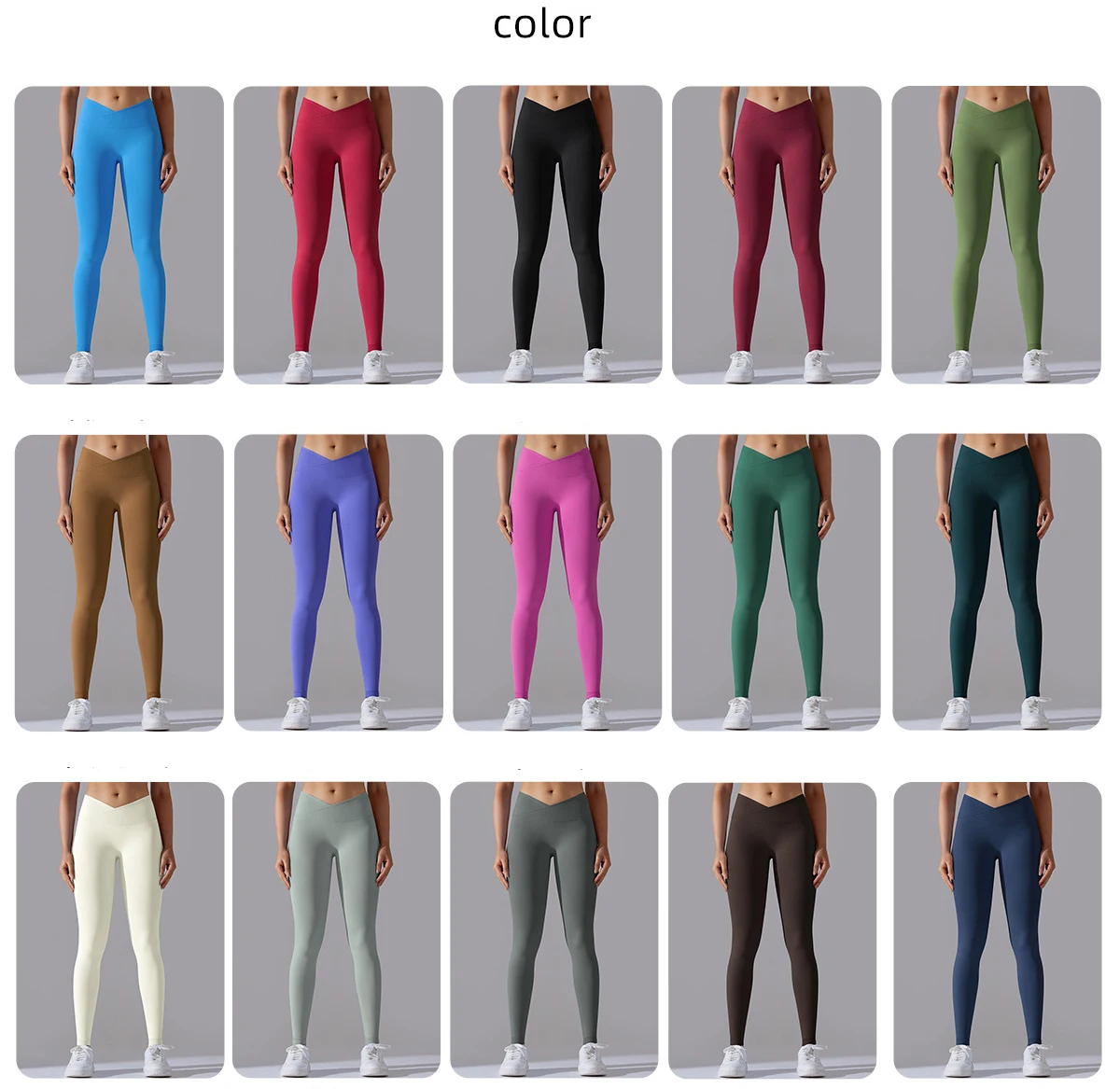 Seamless lycra sports leggings Knit Breathable Solid Color Crossover Waist Peach Butt Yoga Pants Running Fitness Pants Women