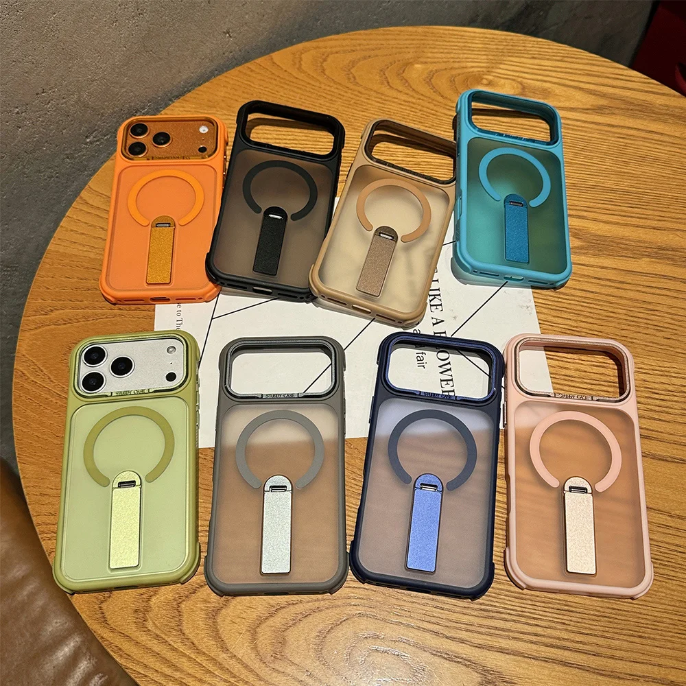 360° Magnetic Folding Stand Holder Phone Case For iPhone 16 17 Pro Max 15 13 14 12 11 Luxury Magsafe Transparent Cover Funda