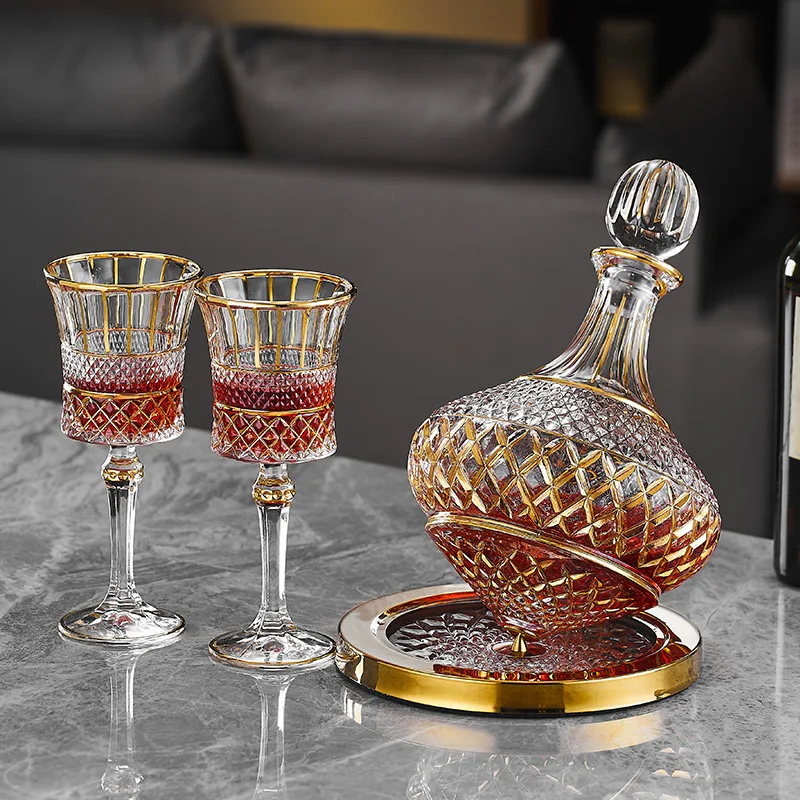 Zml crystal glass wine diamond decanter - home use, airtight decanter with lid, wine bottle