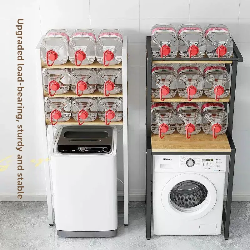 Metal Laundry Room Storage Rack Bathroom Roll Top Cover Washing Machine Shelf Toilet above Cabinet Corner Kitchen Organizer