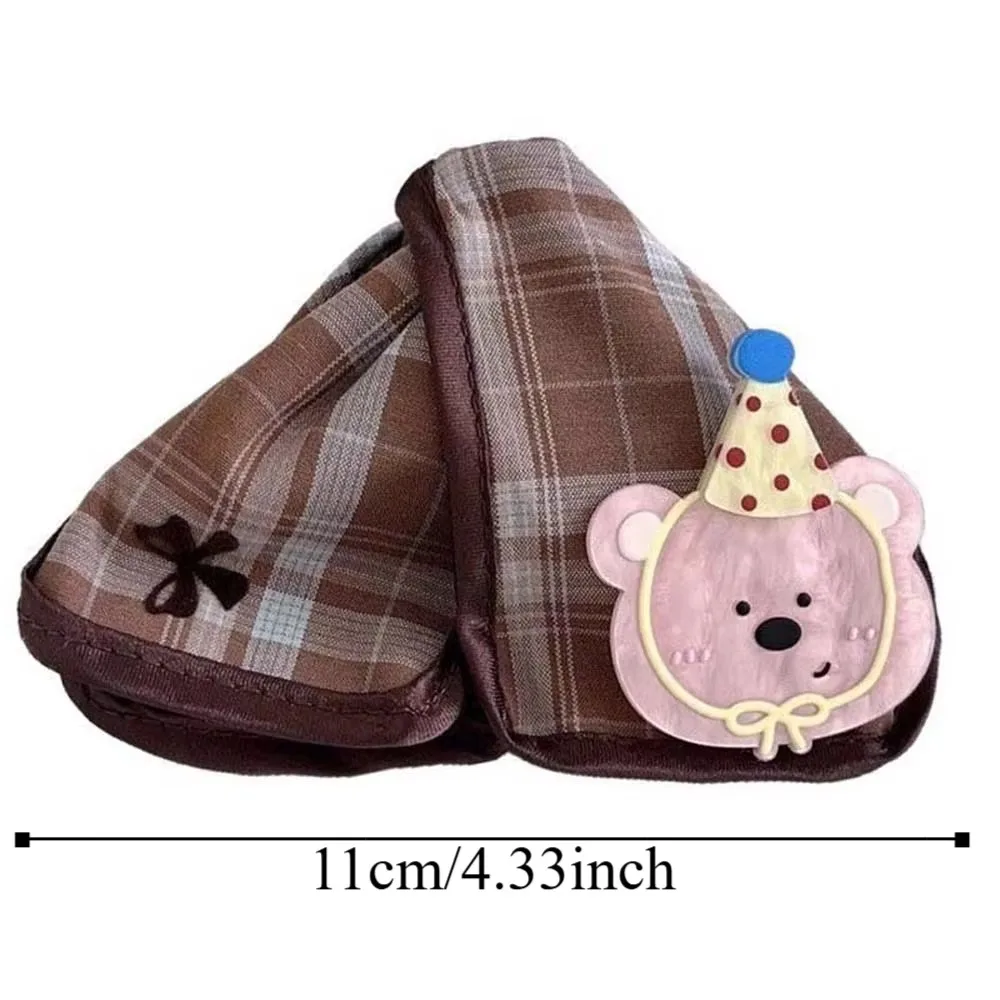 Spinki do włosów w kratę, materiałowe, z kokardką, kreskówkowe, królik/niedźwiedź, koreańskie wsuwki dla dziewczynek.