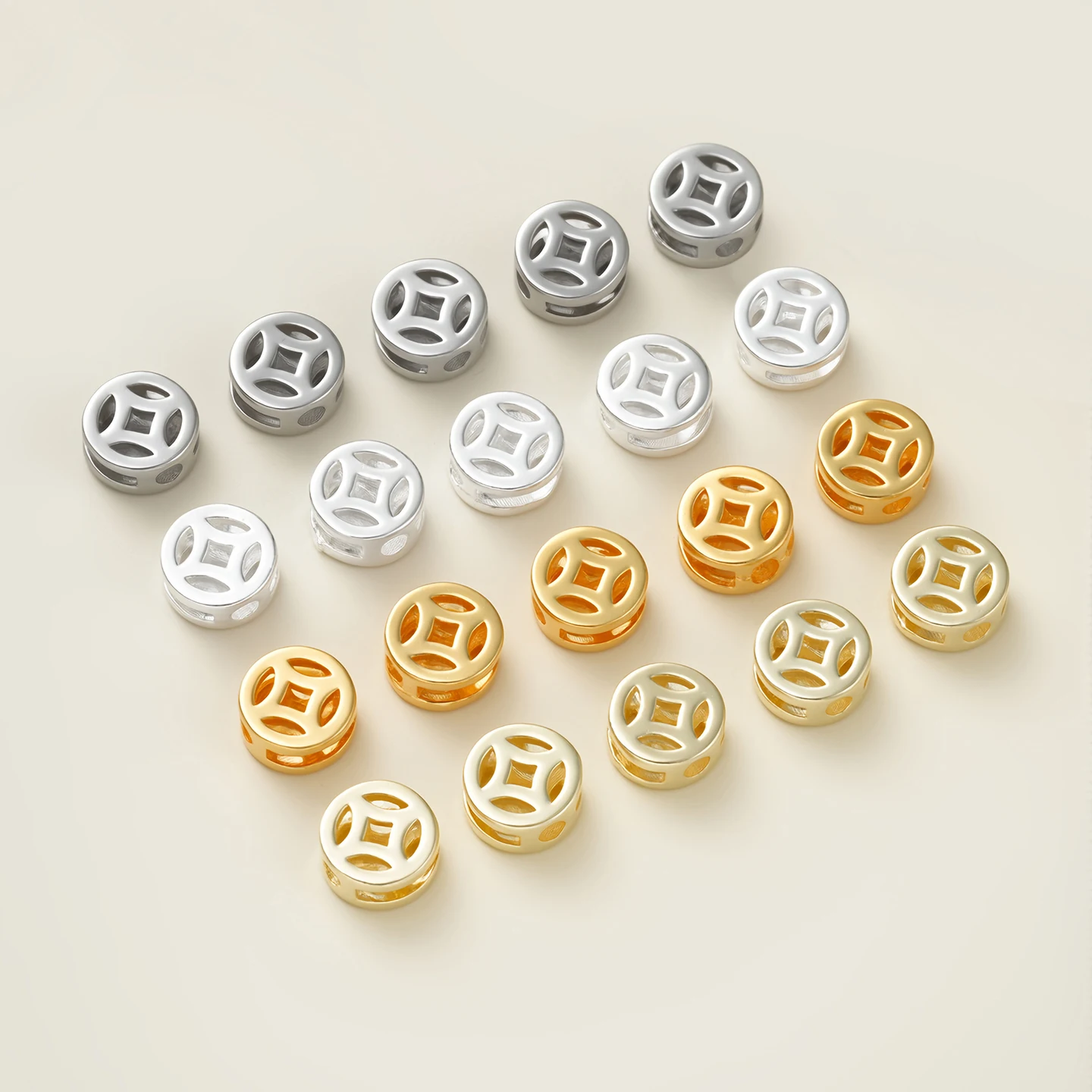 

10Pcs/Pack 3.5/6MM 18K Gold-plated Hollow Copper Coins with DIY Handmade Bead Bracelets Necklaces Materials Jewelry Accessories