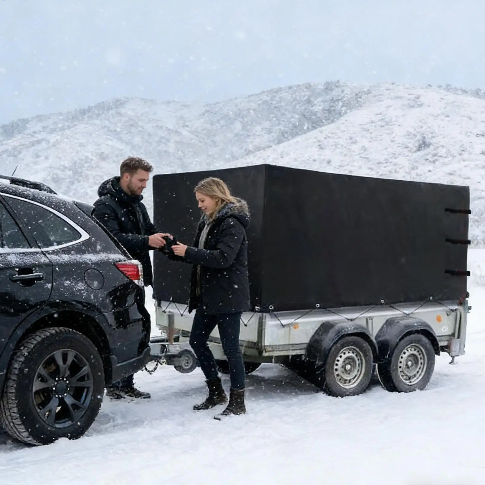 

Защитный тент для крыши туристического прицепа из утолщенной ткани Оксфорд, для защиты от дождя, ветра, УФ-излучения и холода при кемпинге