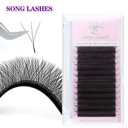 Song Lashes 3D W shaped Premade Volume Fan Eyelash Extensions 12 Rows Pure Darker Black/ Brown C/D Curl High Quality Makeup Tool