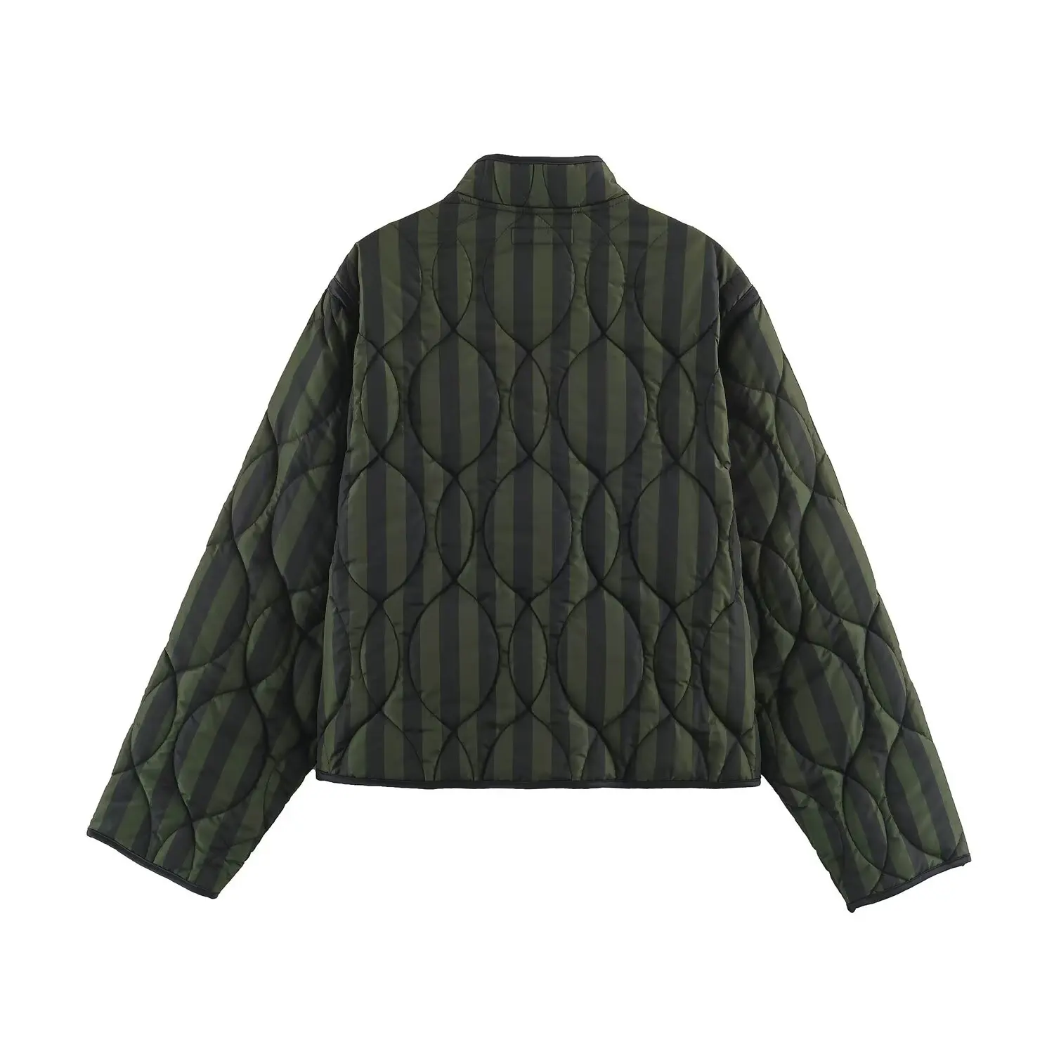 2026 Autumn Winter Women's Elegant Striped Warm Padded Parkas Coats Lady Vintage Chinese Knotted Buttons Loose Pocket Jackets