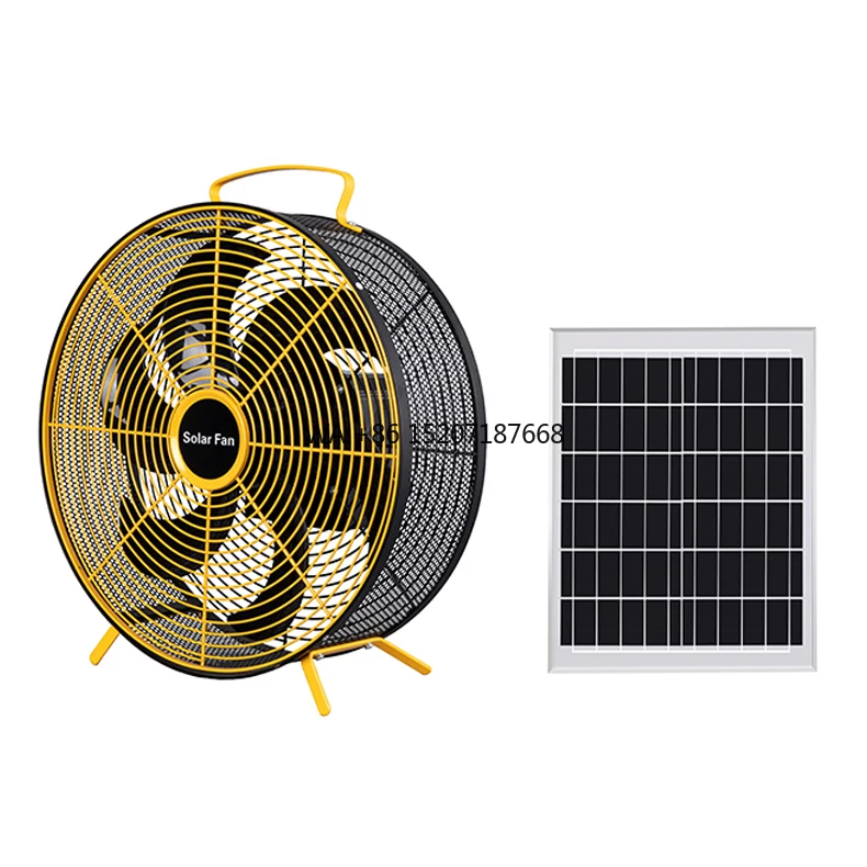 Ventilador de suelo solar sin escobillas 588 de 12 pulgadas, adaptador 5V2A, batería de litio 4*2200 con placa de silicio monocristalino de 12w de 6V
