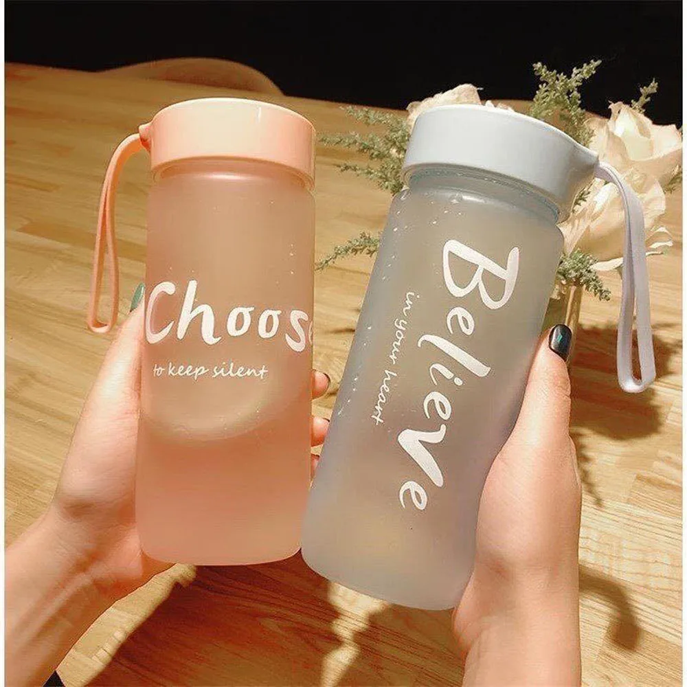 600ml Plastic Transparent Matte Water Cup Outdoor Sports Cold Juice Water Cup Creative Frosted Water Bottle Drinkware Couple