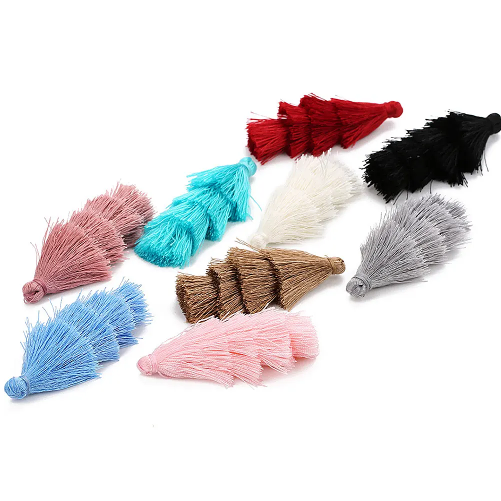 

4Pcs Flowing Tassel Earring Set Bright Color Lightweight Dangler Jewelry for DIY Keychain Bracelet Decoration Festive Wear Pink