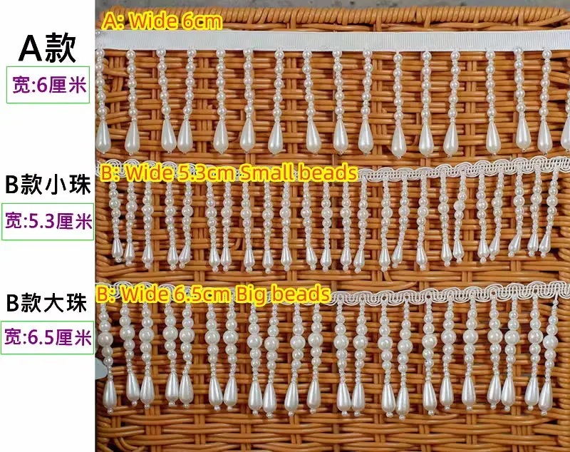 2 Yard/Lot Perlenanhänger Spitzenbesatz DIY Fransen Quaste Hochzeitskleid Kleidung Cheongsam Schal Lampe Vorhang Dekoration – Detail 1
