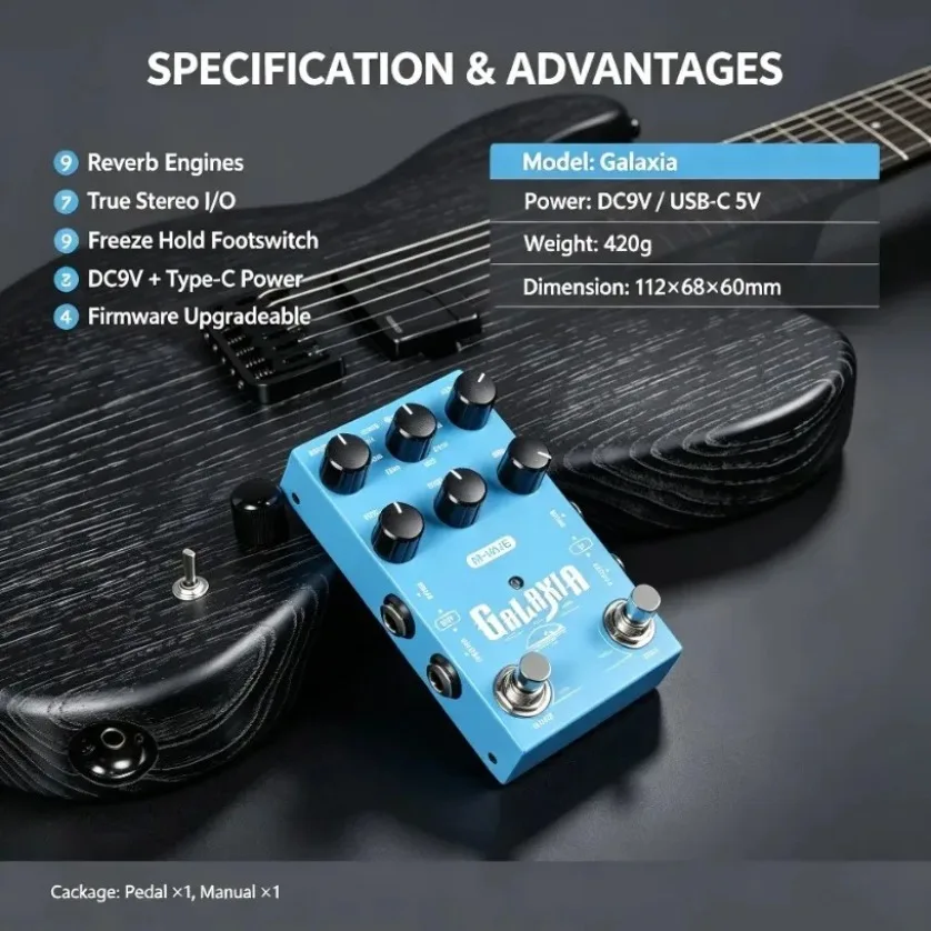 m-vave-galaxia-usb-c-stereo-digital-reverb-pedal-9-mode-freeze-function-true-stereo-i-o-for-guitar-bass-acoustic-vocal-effect