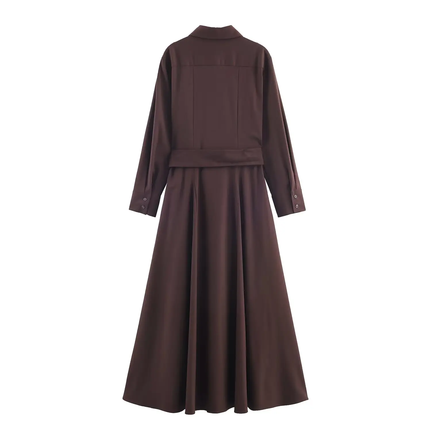 Women Spring Autumn Long Sleeve Shirt Dress With Belt Female Fashion Retro Elegant Buttons Midi A-line Dress Casual Long Dress