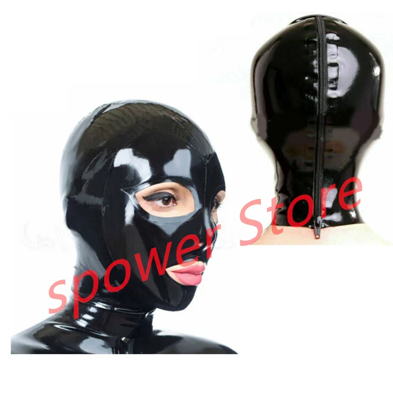 Natural Latex Full Head Latex Hoods Rubber Mask Fetish Cosplay Mask Black Back Zipper Club Wear