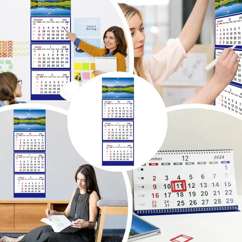 3 Month At A Glance Calendar 2025 Holidays Blocks Calendar Vertical 3-Month Display Calendar Dec 2024 Jan 2026 Calendar For Dail