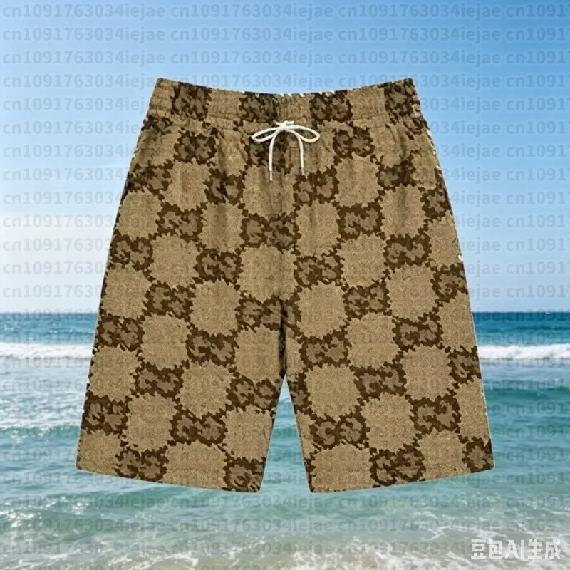 Men Vintage Full Double Casual Shorts Designer Pattern Pocket Short Pants Summer Daily Wear Sports Beach Board Shorts