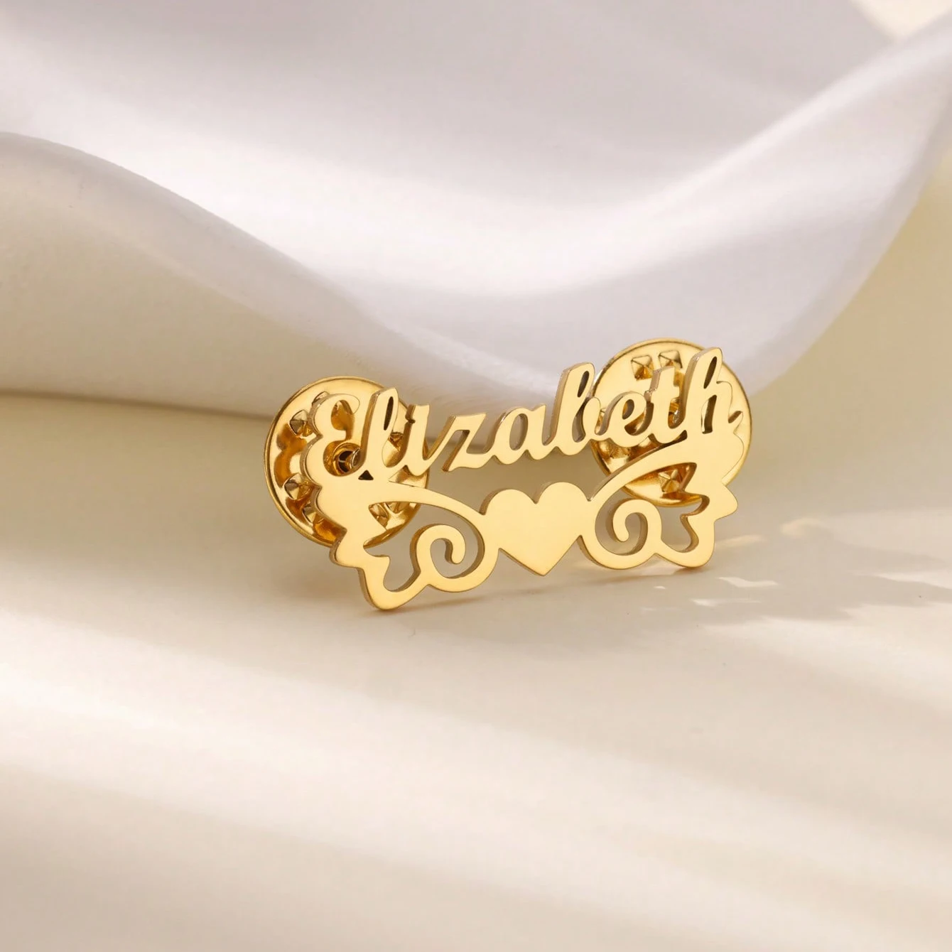 مخصص أجنحة القلب اسم دبابيس للنساء الرجال الفولاذ المقاوم للصدأ مخصص بروش شارة بدبوس مجوهرات شخصية على الملابس #3