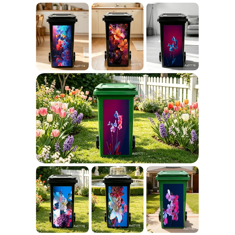 Vibrant Neon Botanical Jungle Tropical Wildlife Vinyl Decal Weather Resistant For Street Home Driveway Garden Wheelie Trash Bin