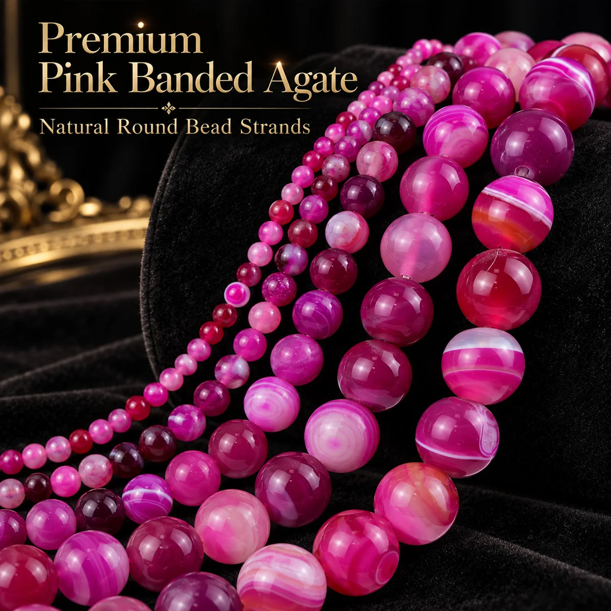 4/6/8/10/12mm Half Strand Natural Stone Rose Red Banded Agates Round Smooth Beads for DIY Bracelet Necklace Jewelry Making