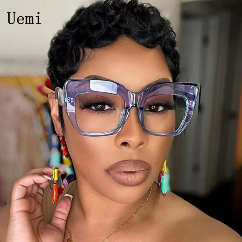 

New Fashion Oversized Women Anti Blue Light Glasses For Men Retro Square Frame Clear Lens Reading Female Eyewear