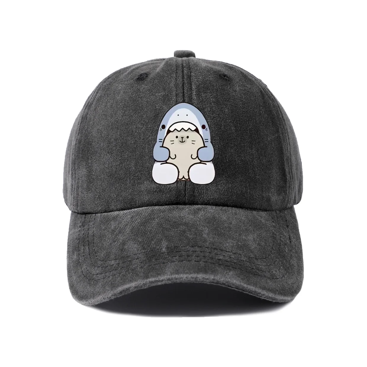 Funny Pet Character Graphic Baseball Cap, Vintage Washed Adjustable Unisex Dad Hat, Casual Gift