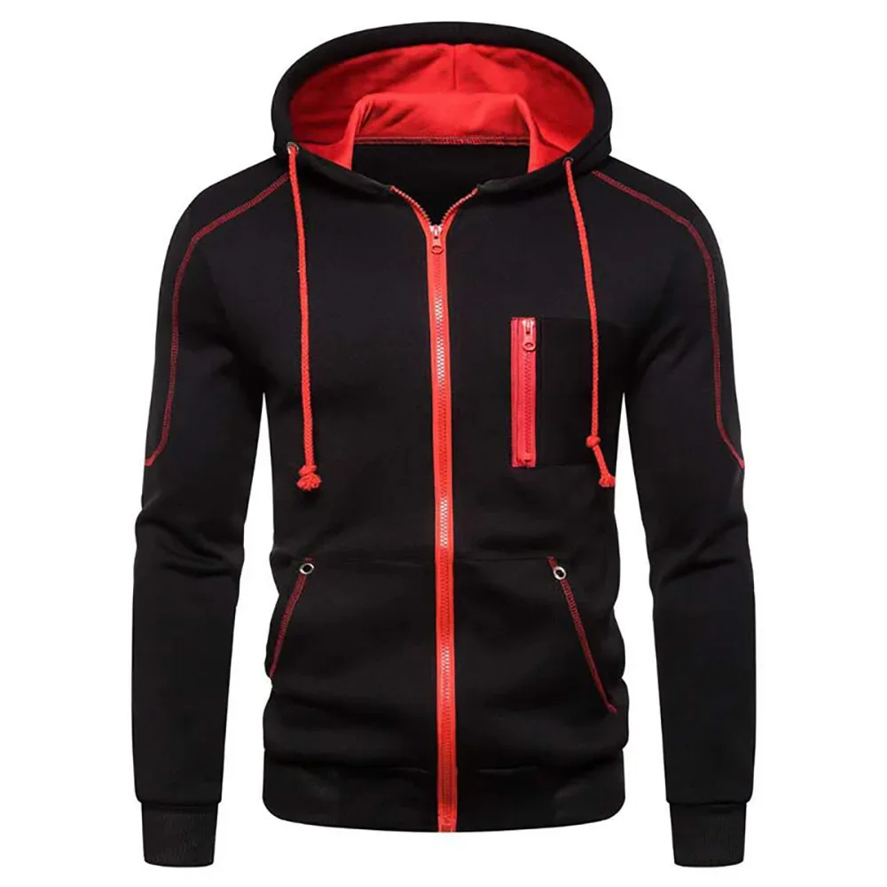 Mens Hooded Coats Casual Zip Hoodie Sweatshirt Jackets Athlete Running Hiking Sportswear Fleece Hoodie Jacket