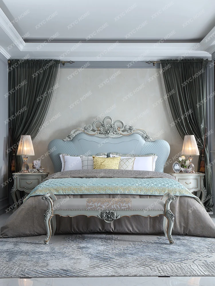 French Furniture European-Style Wood Carving 1.8 M Princess Bed Bedroom American-Style Marriage Bed Double Bed HR