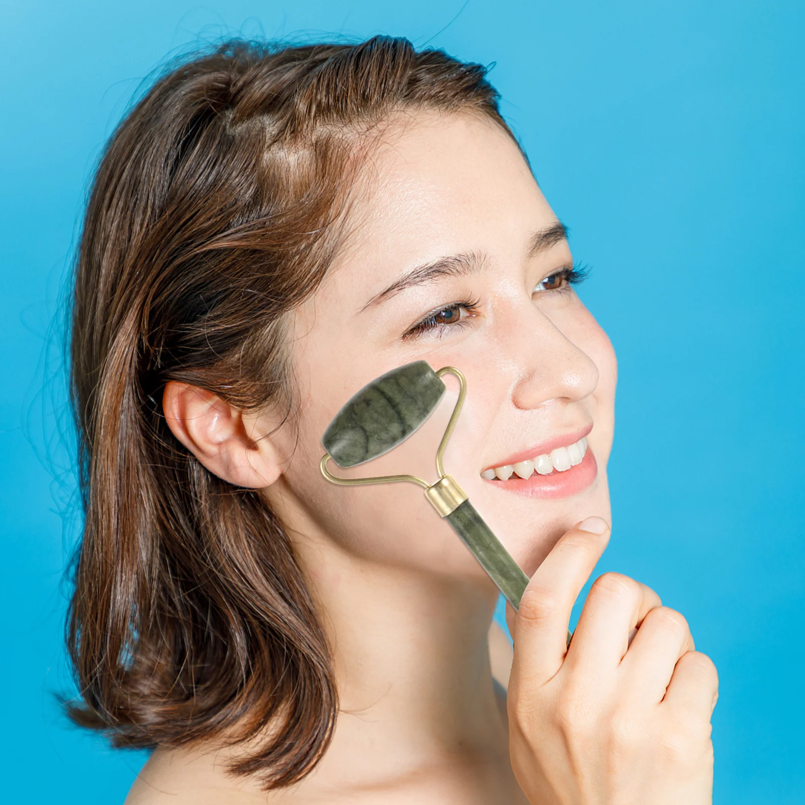 2個セット ジェイドローラー フェイシャルスキンマッサージャー 引き締め リフトアップ 顔 首 目元 ボディツール 美容 ジェイドローラー 刮痧石