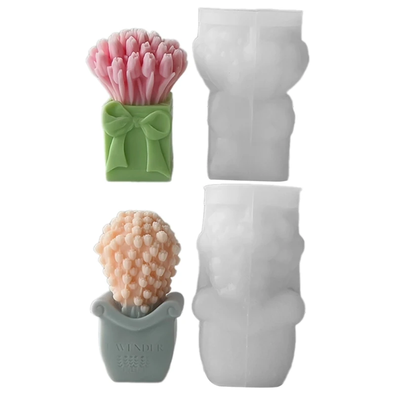 Práctico molde silicona para hacer a mano decoraciones velas con forma ramo flores