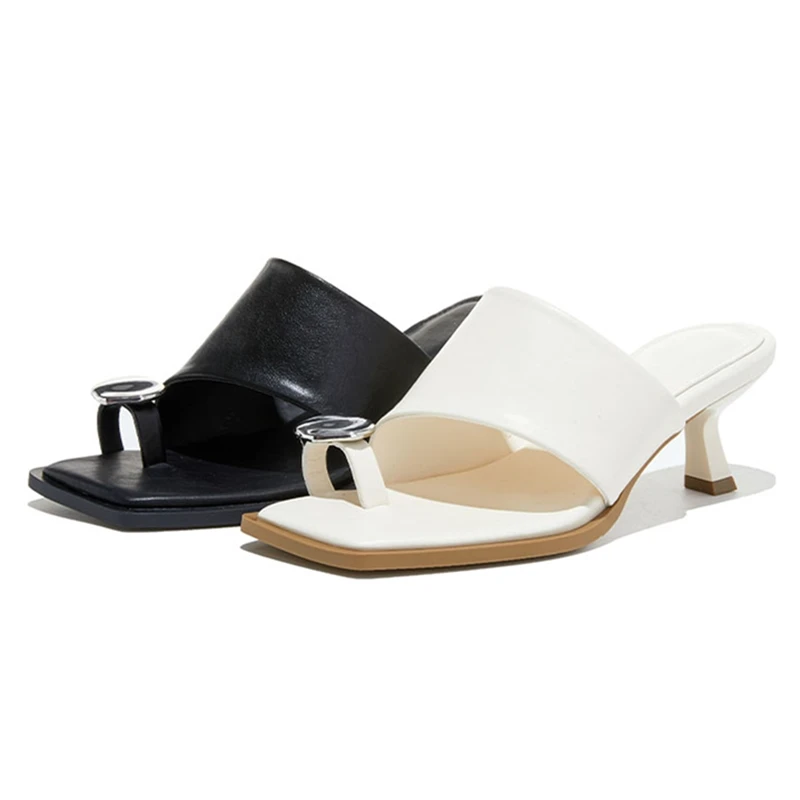 

AIYUQI 2026 New Women's Slippers shoe Square Toe Flip-Flop High-Heeled Slippers Women Plus Size Summer Stiletto Heels female