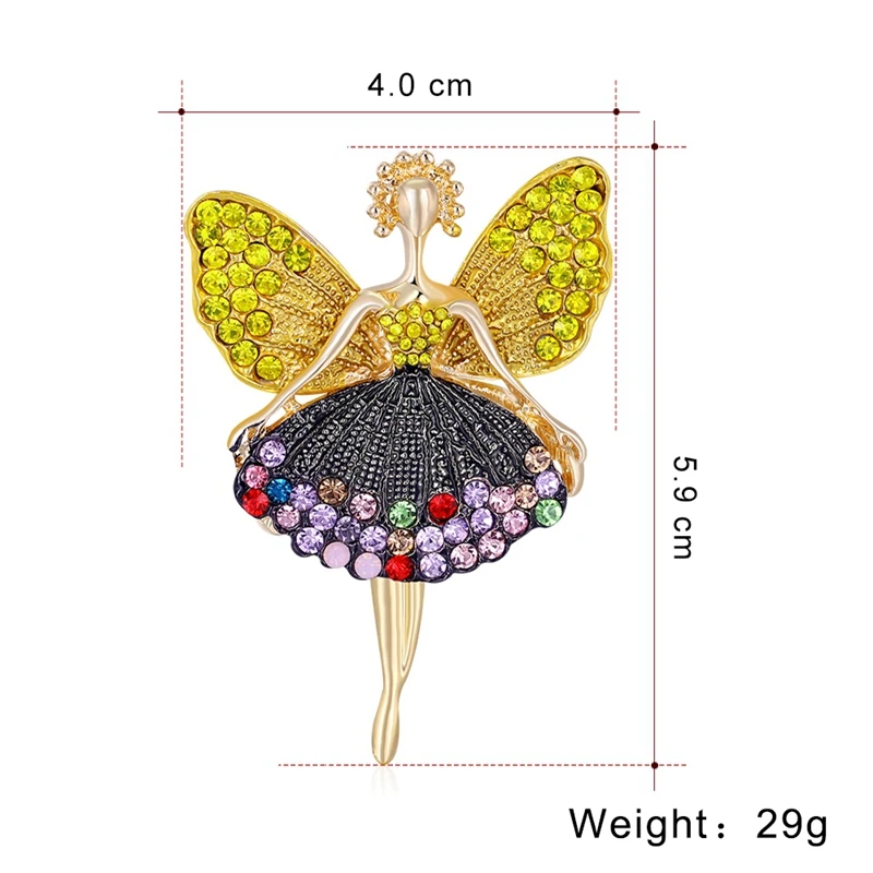 Retro Cartoon Butterfly Girl Brooch Beauty Dress Lady Brooches Party Office Brooch Pins Gifts