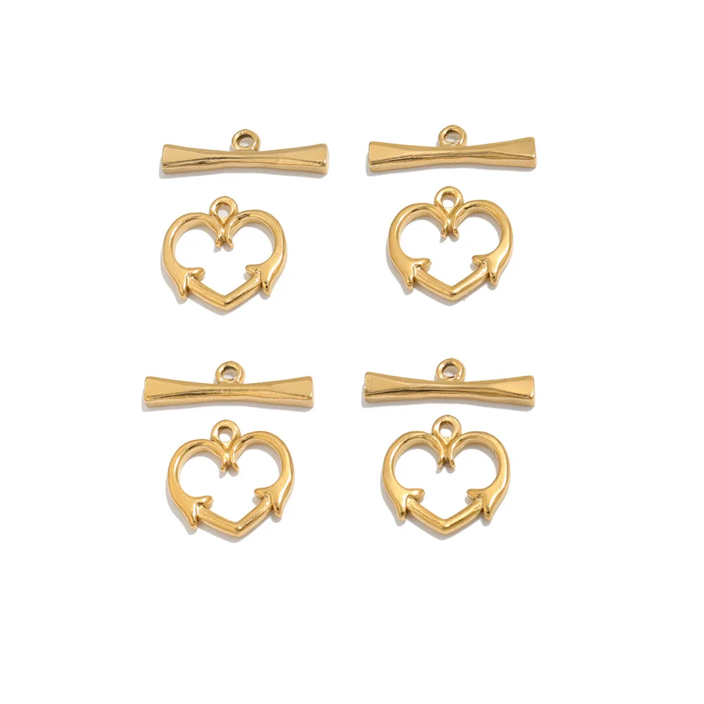 

5 Sets Stainless Steel Gold Plated Heart Toggle Clasps OT Clasp Connectors Accessories For DIY Jewelry Bracelet Necklace Making