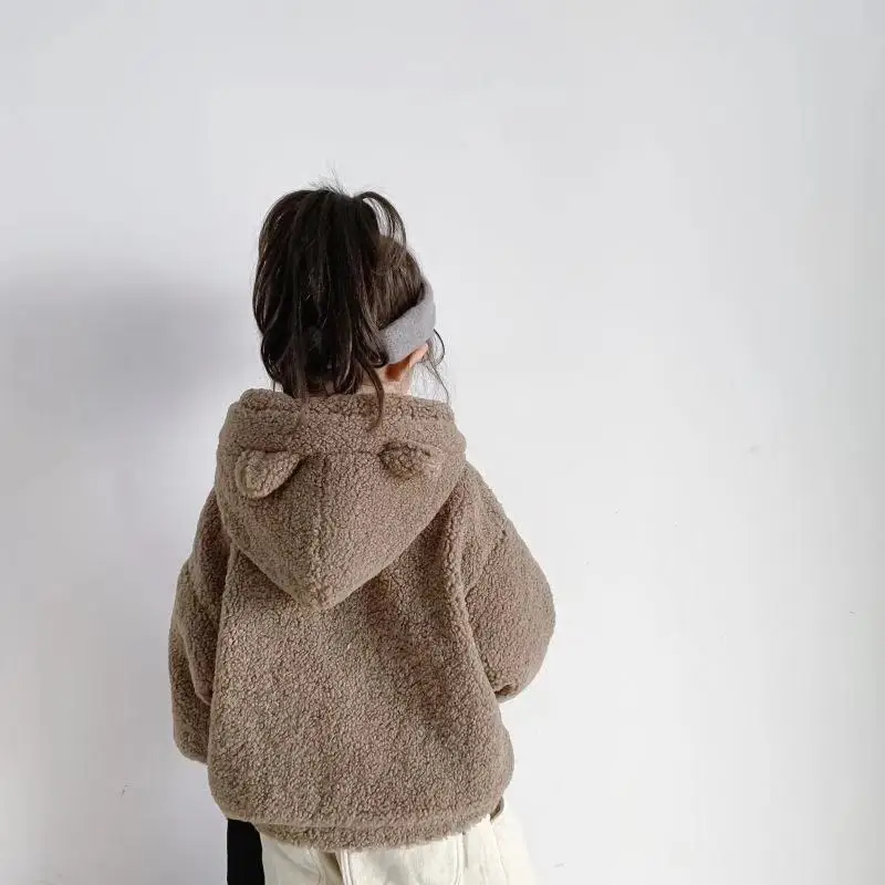 Cappotti per bambini da uomo e da donna 2022 autunno inverno nuovo colore solido lana di agnello addensato caldo versione coreana cappotto con