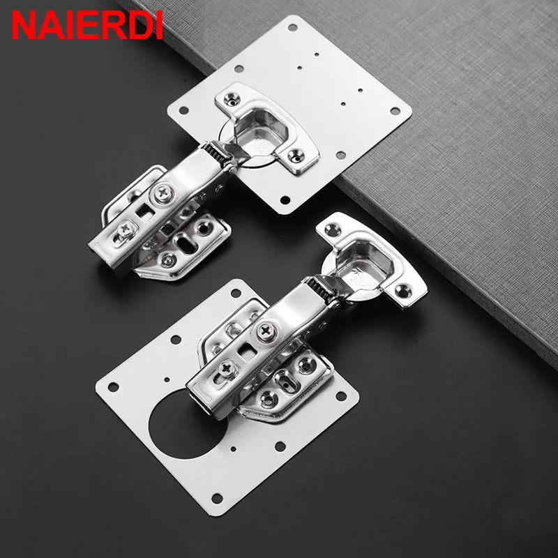 NAIERDI Cabinet Hinge Repair Plate Stainless Steel Furniture Mounted Plate Cabinet Door Hinges Repair Mount Tool 2/4/6/8PCS