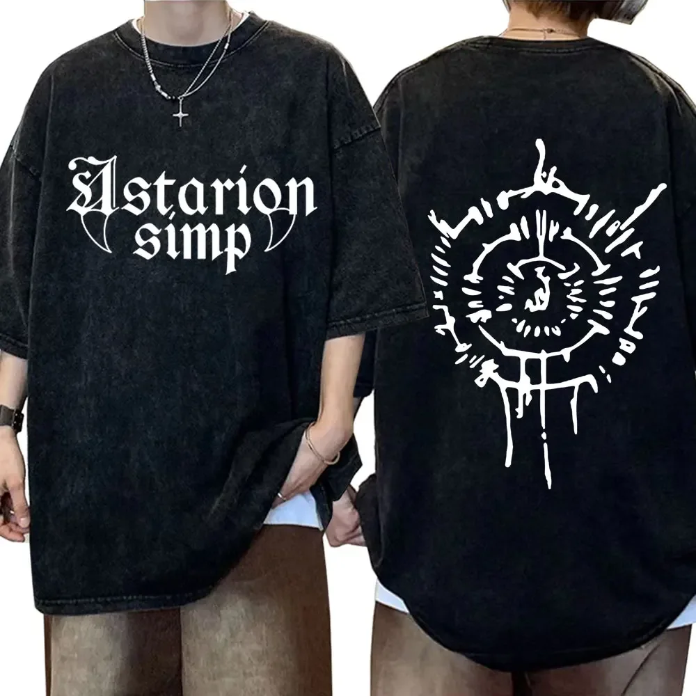 

BG3 Astarion High Elf Rogue Ретро стираная футболка для мужчин и женщин Baldur's Gate 3, игровая футболка Astarion для ужина для девочек