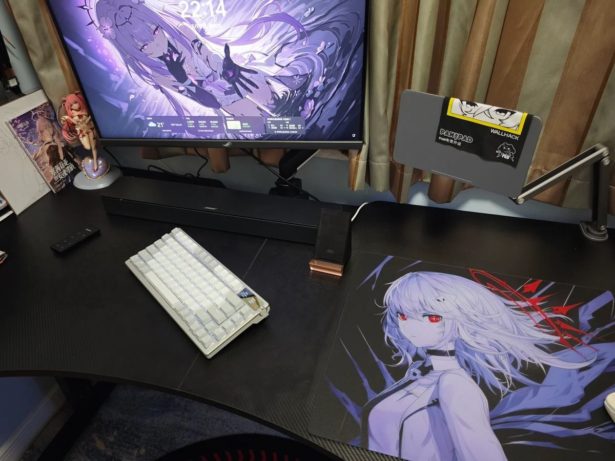 Fashion Simple Anime Girl Photovoltaic Glass Mouse Pad Tempered Upgrade Smooth FPS Game & Office Specific Pc Laptop Desk Mat