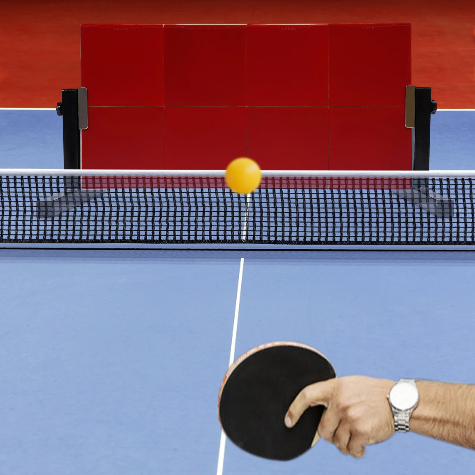 Tischtennis-Rückprallbrett-Trainer 360 ° Winkel- und höhenverstellbarer Tischtennistrainer aus Massivholz mit 8 Gummiblöcken für das Heimtraining im Studio – Detail 22